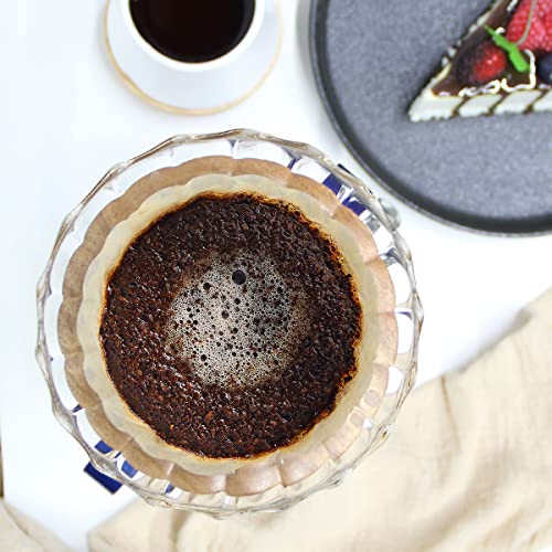 Pour Over Coffee Dripper Stand with Metal Stand Wooden Filter Holder Glass Server with Paper Coffee Filters