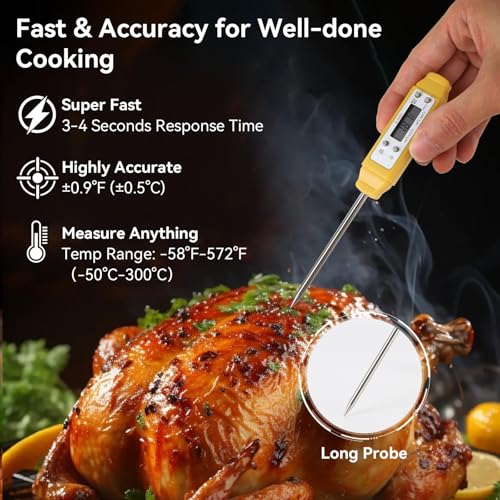 Digital Food Thermometer Automatic Calibration Pen High Accuracy Electronic Pocket Thermometer Yellow Home and Family Appliance and Decor