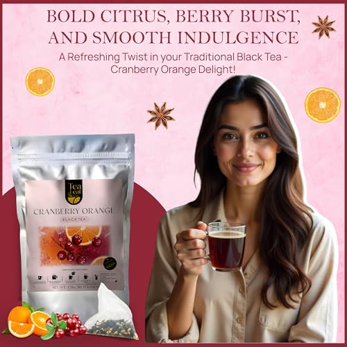Tealeaf & Co. Cranberry Orange Black Tea Bags Blended with Fresh Herbs and Spices (7.055 Ounce)