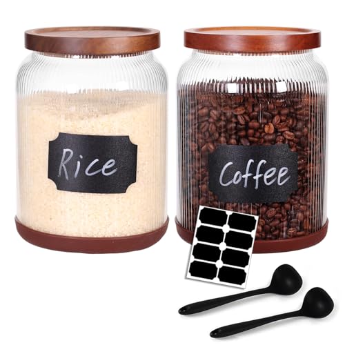 2 Pack Striped Borosilicate Glass Airtight Canisters