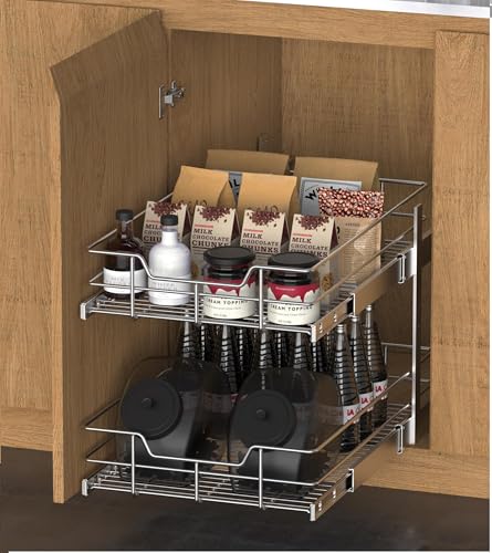 2 Tier Pull Out Cabinet Organizer 11" W X 17" D