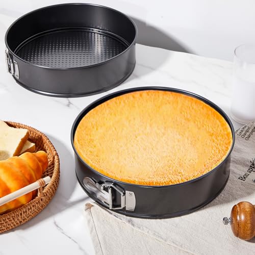 4 Pcs 10 Inch Non Stick Springform Pan with Removable Bottom Carbon Steel Round Springform Cheesecake Pan with Stainless Steel Spring Buckles for Baking Kitchens Restaurant (4 Count)