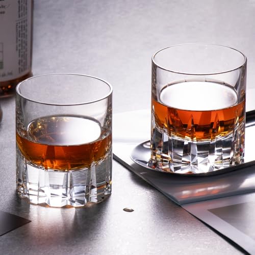 Crystal Whiskey Glasses Set of 2 Handcrafted Old Fashioned Glasses (2 Count)