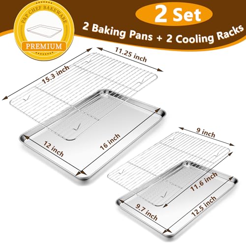 16 + 12.5 Inch Baking Sheet with Rack Set