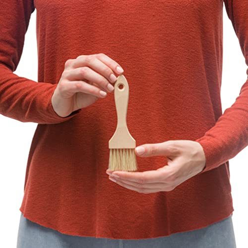 Natural Horsehair Flat Pastry Brush with Untreated Beechwood Handle