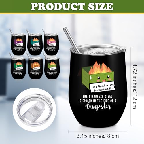 6 Pcs Coworker Gift Dumpster Fire Tumbler with Straw Lid (6 Count)