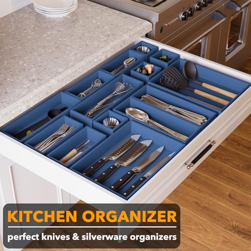 14 Piece Bamboo Drawer Organizer Storage Boxes Set