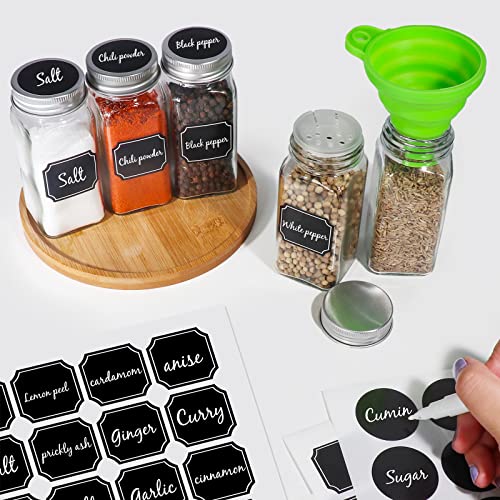 48 Pack 4oz Glass Spice Jars with Metal Caps and Shaker Lid
