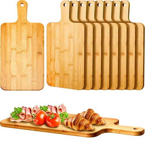 10 Pcs Wood Cutting Board with Handle 15.7 x 7.8 Inch Bamboo Wooden Serving Kitchen Chopping Boards for Pizza (10 Count)