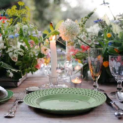 Graceful Basketweave Wide Rim 12 inch Dinner Plates (4 Count)