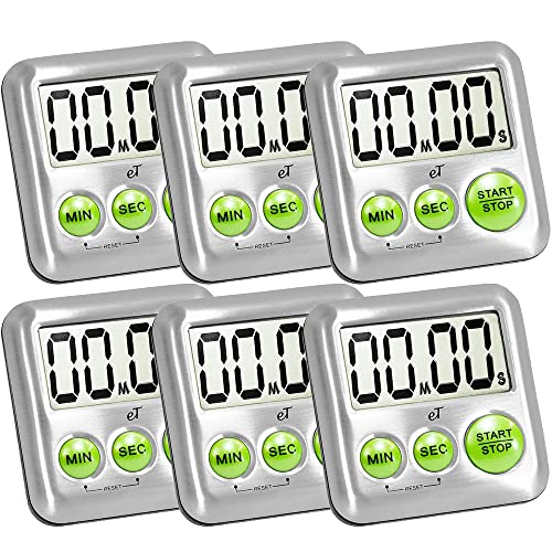 Elegant Digital Kitchen Timer Stainless Steel (6 Count)