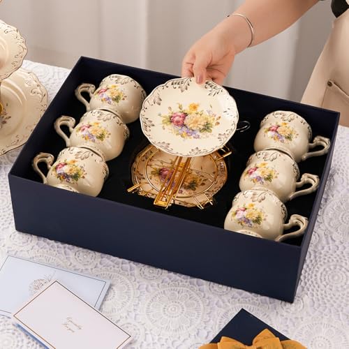 Tea Cups and Saucers Set of 6 (6 Count)