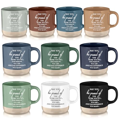 10 Pcs Thank You Mugs Bulk 13 oz Inspirational Ceramic Coffee Mugs May You Be Proud Appreciation Gift Back to School Gift for Teacher Nurse Employee Coworker Office Staff (10 Count)