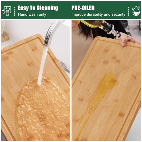 2XL Organic Bamboo Cutting Boards for Kitchen