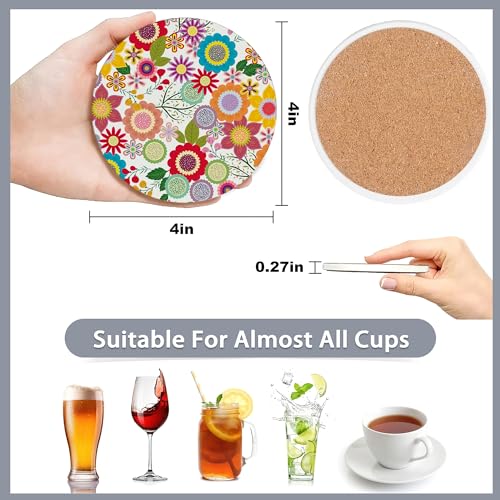 6 Pcs Coasters for Drinks with Holder