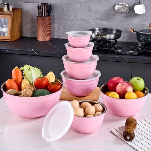 Pink Mixing Bowls With Airtight Lids