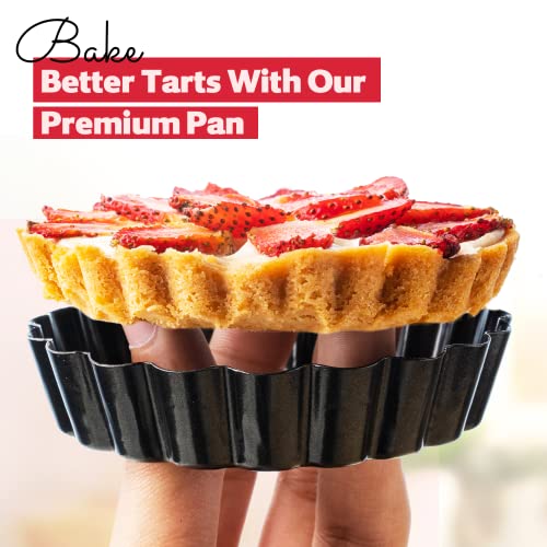 8 Pack Mini Tart Pans 4 Inch with Removable Bottom Round Nonstick Deep Quiche Pan