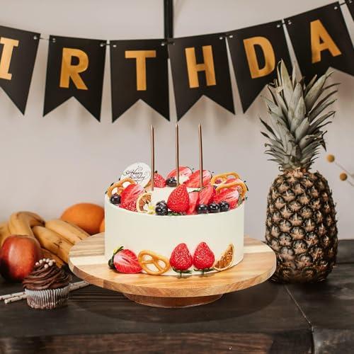 12" Acacia Wood Revolving Cake Stand