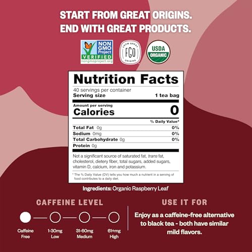 Organic Red Raspberry Leaf Herbal Tea (40 Count)