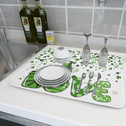 St Patrick's Day Gnomes Love Dish Drying Mat for Kitchen Counter