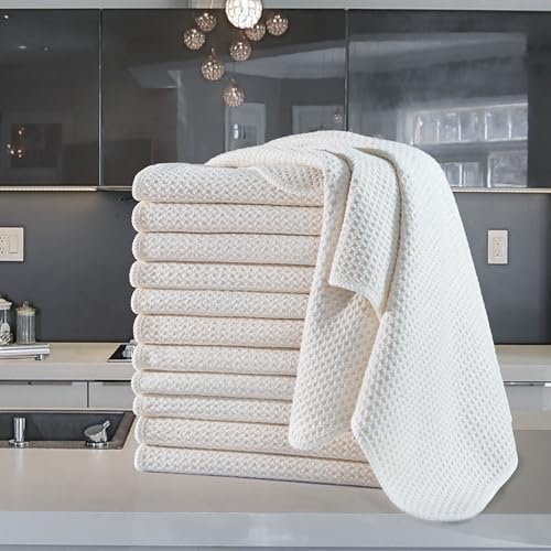 340 GSM Microfiber Waffle Kitchen Dish Tea Towel (12 Count)