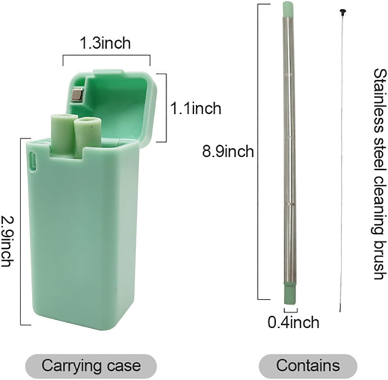 Foldable Straw with Storage Box, Reusable Folding Stainless Steel Straw, Portable Collapsible Set with Silicone Tip and Cleaner Brush for Travel Home Work (blue)