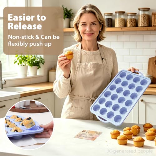Mini Silicone Muffin Pan with Frame Non Stick Cupcake Tin Baking Mold