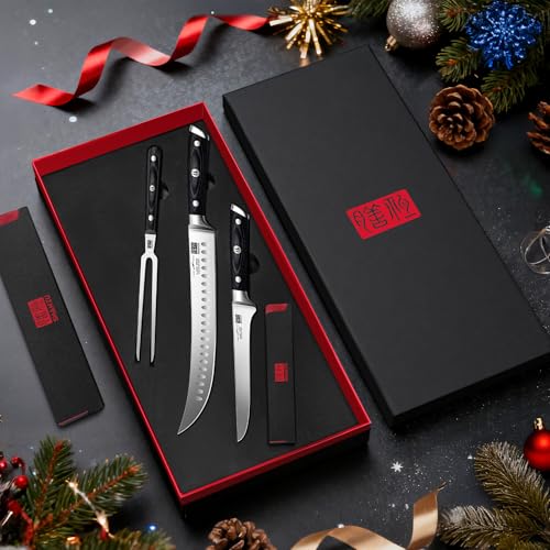 3Pcs BBQ Carving Knife Set with Sheath