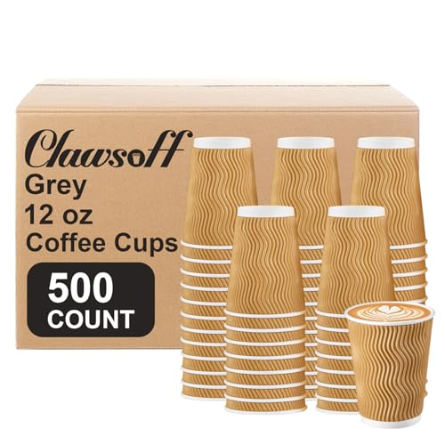 500 Pack 12oz Insulated Disposable Paper Coffee Cups Champagne (500 Count)