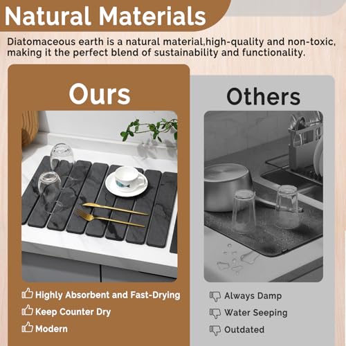 2 PCS Stone Dish Drying Mat for Kitchen Counter (2 Count)