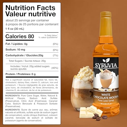 Coffee Syrup White Chocolate Mocha Flavored Syrup for Drinks (25.4 Fl Oz)