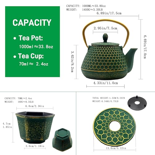 Cast Iron Teapot and Cups Set