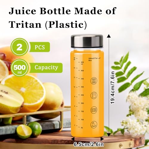 2 Pack Plastic Juice Bottles with Caps (2 Count)