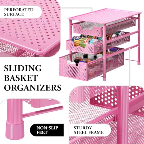 Stackable 3 Tier Sliding Basket Organizer Drawer