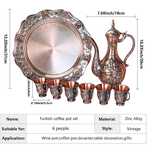Turkish Tea Coffee Cup and Pot Set Including Teapot