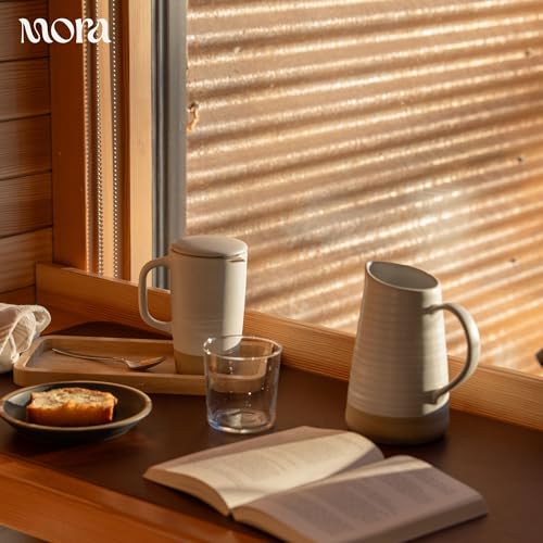 Mora Ceramics Large Tea Mug with Loose Leaf Infuser and Ceramic Lid