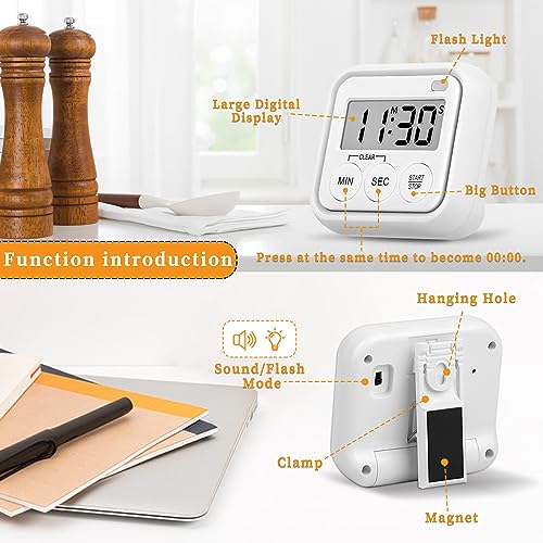 Timer Kitchen Timers for Cooking Classroom Timer for Kids Teachers Digital Magnetic Timers 4 Pack (4 Count)