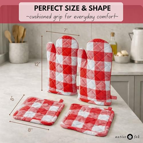 Buffalo Plaid Check Oven Mitts and Pot Holders Set of 4 (4 Count)