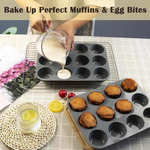 12 Cups Silicone Mini Muffin Pan Set (2 Count)