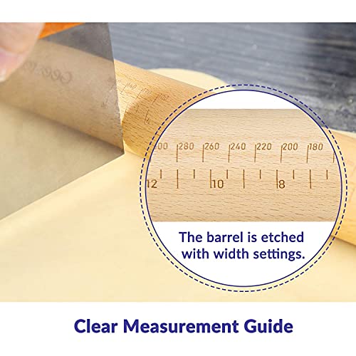 Adjustable Wood Rolling Pin with 5 Thickness Rings