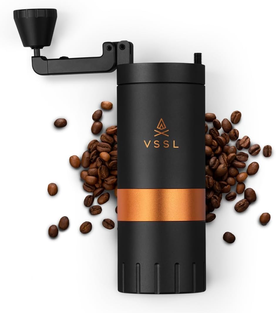 Java G45 Manual Coffee Grinder | Coffee for Camping | Bean Grinder | Travel Pour Over | Stainless Steel Conical Burr | ~ 45 Gram Capacity | Extendable Grind Handle | 50 Grind Settings | Carbon