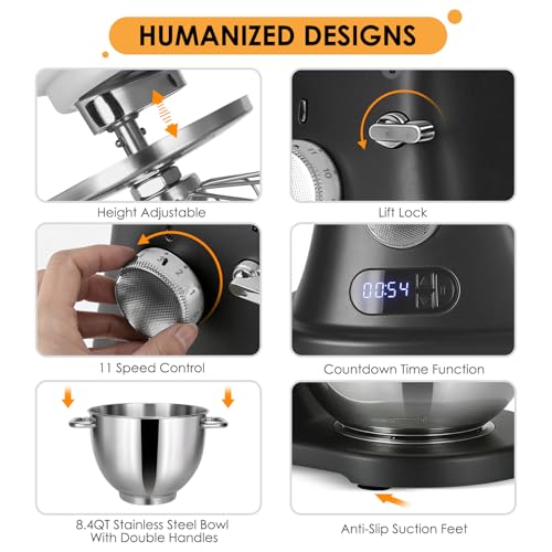 8.4QT Commercial Stand Mixer 800W with Aluminum Die Casting Meets the Standard of NSF