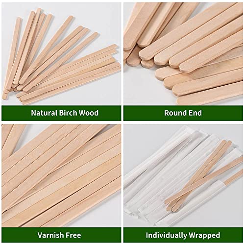 500pcs 5.5" Individually Wrapped Wooden Coffee Stirrers
