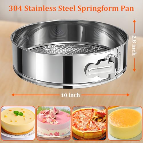 10 Inch Springform Pan 304 Stainless Steel Nonstick Springform Cake Pan with Removable Bottom