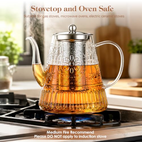 1500ml 52oz Large Glass Teapot