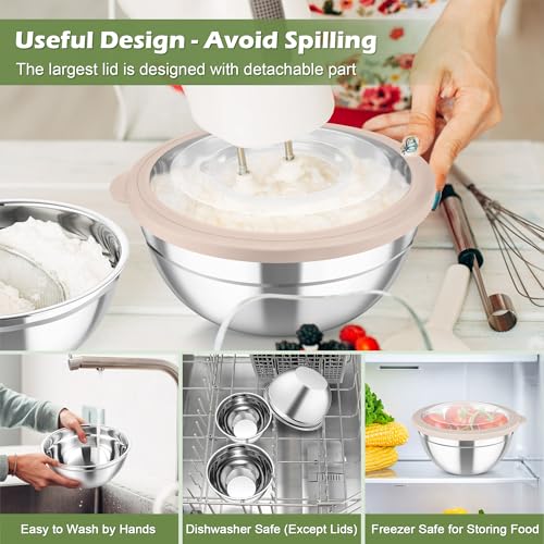 Mixing Bowls 3PCS Stainless Steel Serving Salad Bowls (3 Count)