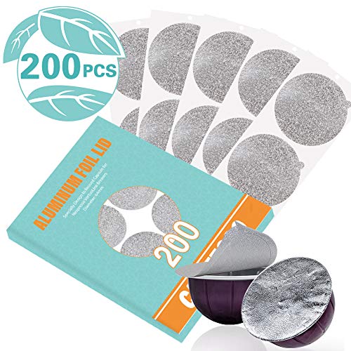 Aluminum Foils Lids to Reuse Vertuoline Capsules Coffee Pods Compatible with Nespresso VertuoLine Machine 64mm (200 Count)