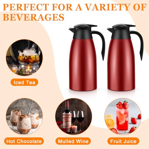 2 Pcs Thermal Coffee Carafe Insulated Stainless Steel Coffee Carafe for Hot Liquid Vacuum Thermal Pot Creamer Pitcher Dispenser with Brushes Keeping Hot Water Milk (2 Count)