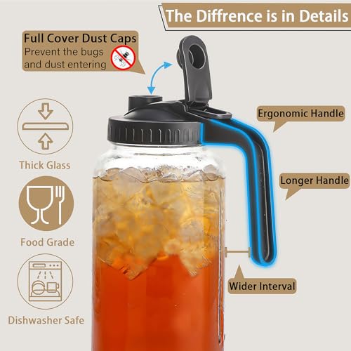 64oz (2 quart) Glass Pitcher with Lid, Mason Jar Pitcher, Glass Container