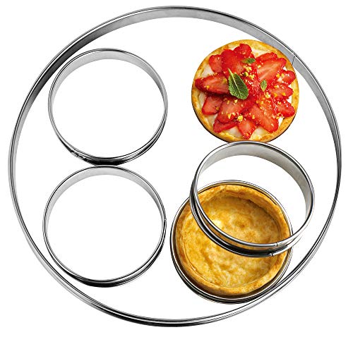 NewlineNY Stainless Steel 5 Pcs double rolled edges Circular Round Tart Rings (5 Count)